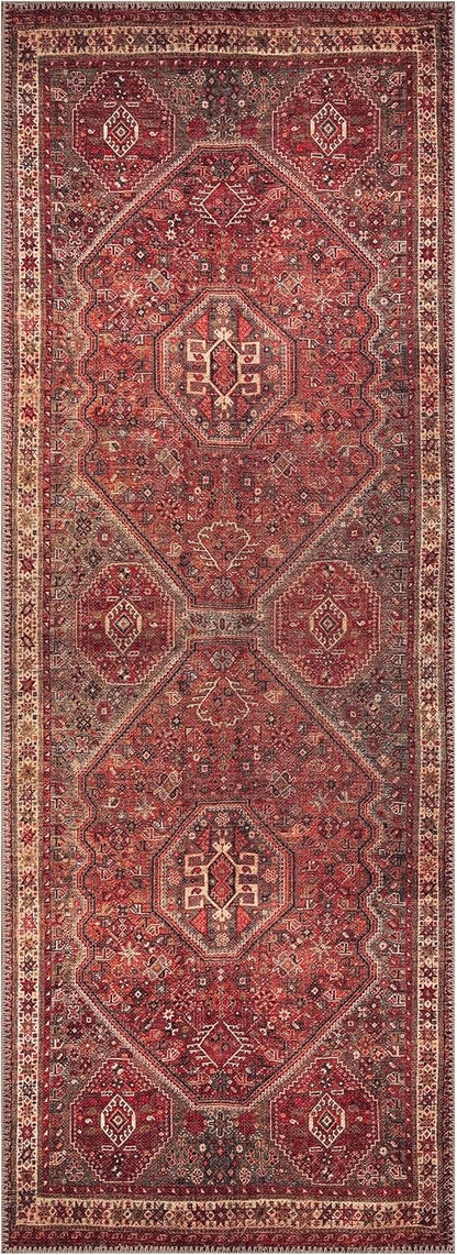 Keen Home Design 2x12 Rug - Machine Washable Runner Rug with Non-Slip Backing, Ideal for Hallway, Entryway, Kitchen, Laundry Room - Vintage, Easy Clean, Durable, Low Pile - (2'6" x 12')