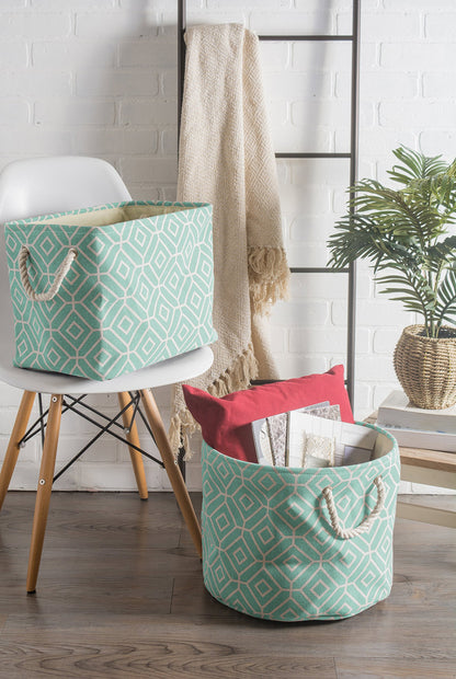 DII Collapsible Polyester Storage Bin, Stained Glass, Aqua, Large Rectangle