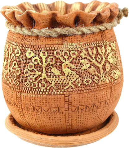 Ceramic Pot with Drainage Hole and Saucer, Plant Pots, Modern Decorative Planters for House Plants Indoor Flowers Plants, Cute Flower Pot - Gifts (Birds (1.7 L))