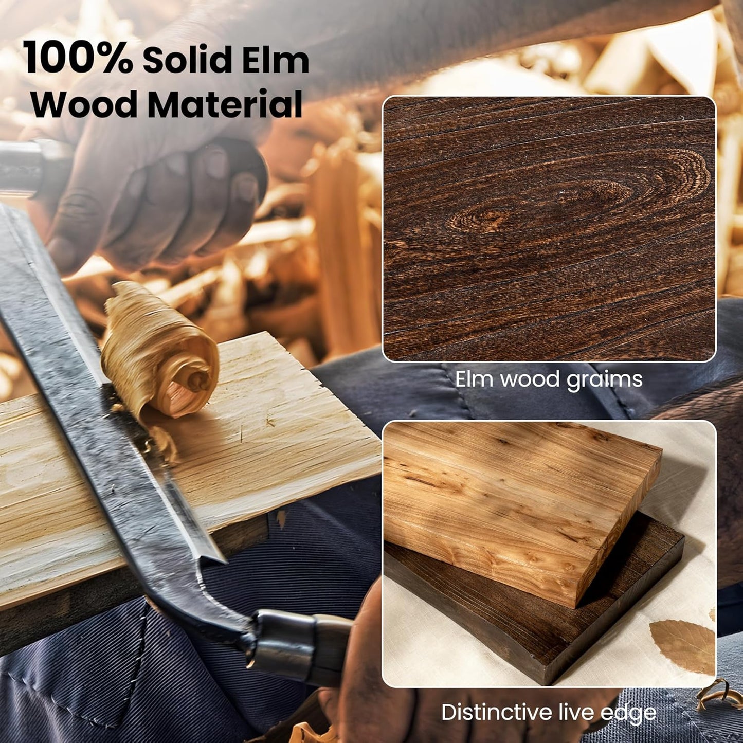 Fun Memories Floating Shelves for Wall, 48"x9.3" Rustic Solid Elm Wood Shelves, Heavy-Duty Wall Mounted Shelves with Invisible Brackets for Living Room, Bedroom, Kitchen, Natural Finish