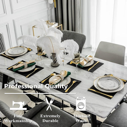 Home Brilliant Black Placemats Set of 4 Heat Resistant Halloween Table Mats Cloth Dining Table Place Mats Kitchen Washable Placemat New Year, Black