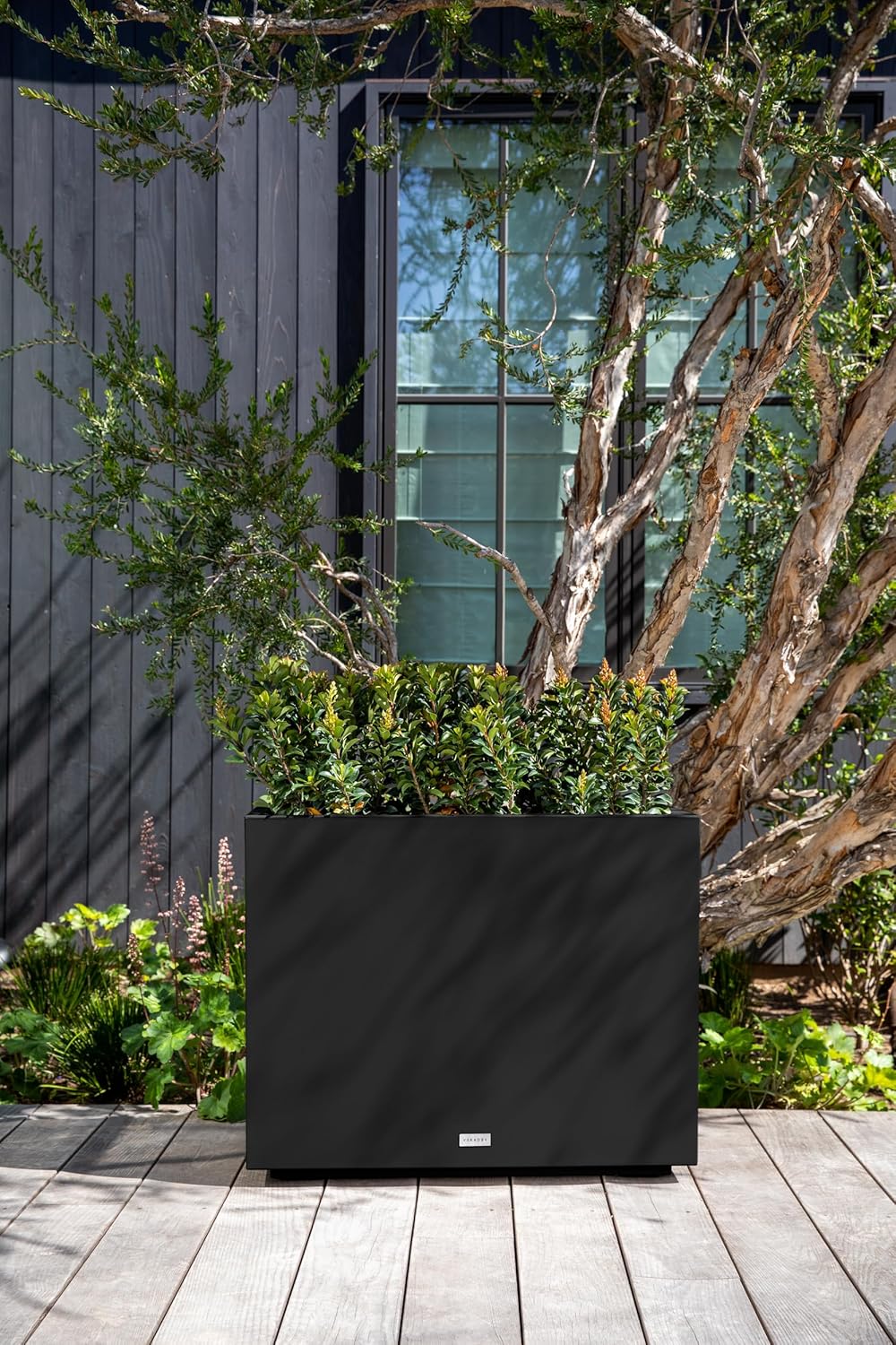 Veradek Block Series Span Plastic Planter - Tall Rectangular Planter for Indoor or Outdoor Patio/Porch | Durable All-Weather with Removable Insert Bucket | Modern Design for Plants, Flowers, Garden