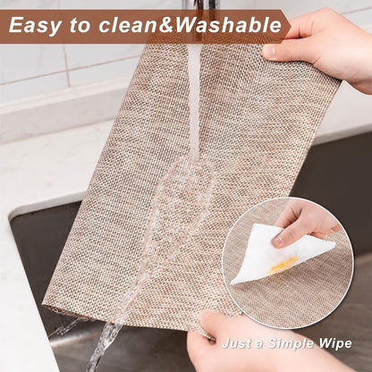 Placemats Set of 6 Washable Indoor/Outdoor Vinyl Place Mats for Dining Table Durable Non-Slip Heat Resistant PVC Weave Table Mats（Gray）