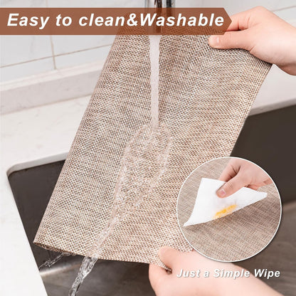 Placemats Set of 6 Washable Indoor/Outdoor Vinyl Place Mats for Dining Table Durable Non-Slip Heat Resistant PVC Weave Table Mats(Black White)