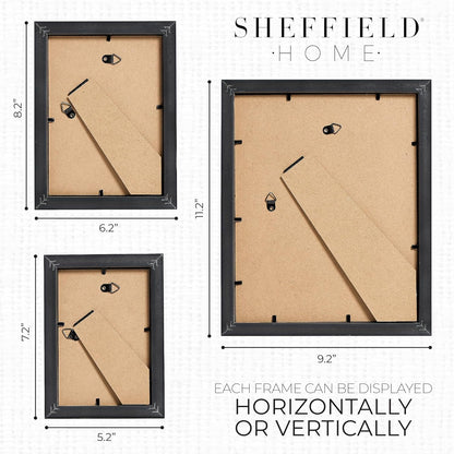Sheffield Home 4 Piece Gallery Wall Frame Set, 8x10 Inch, 5x7 Inch, and 4x6 Inch, Black
