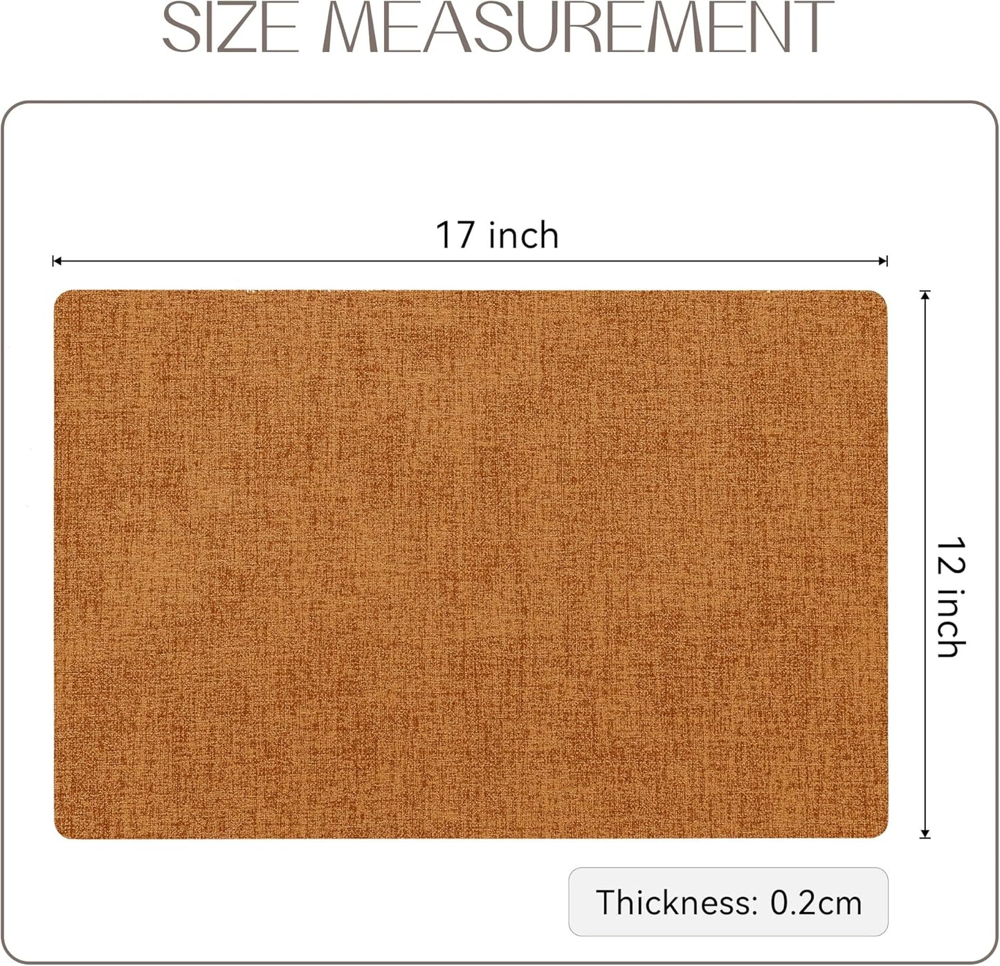 Romanstile Fall Vinyl Placemats Set of 4-12 X 18 Inch - Heat Resistant Place Mats 100% Waterproof Oilproof Wipeable Reversible Faux Leather Table Mats for Kitchen/Dining/Party/Outdoor, Orange