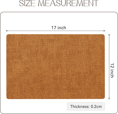 Romanstile Vinyl Placemats Set of 12-12 X 18 Inch - Heat Resistant Place Mats 100% Waterproof Oilproof Wipeable Reversible Faux Leather Table Mats for Kitchen/Dining/Party/Outdoor, Orange