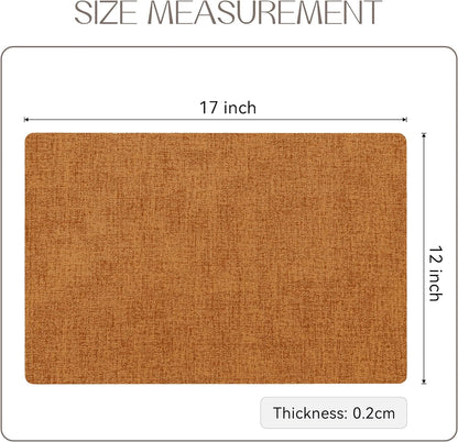 Romanstile Fall Vinyl Placemats Set of 8-12 X 18 Inch - Heat Resistant Place Mats 100% Waterproof Oilproof Wipeable Reversible Faux Leather Table Mats for Kitchen/Dining/Party/Outdoor, Orange