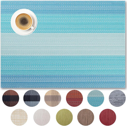 Placemats Set of 4 - Easy Clean Woven Vinyl Placemats for Dining Table, Indoor/Outdoor Place Mats, Washable PVC Table Mats（Ocean Geode）