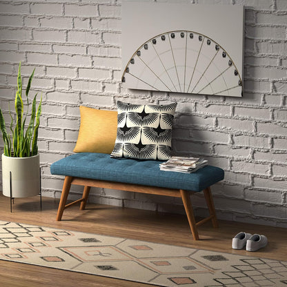 Amazon Basics Modern Haraden Upholstered Button-Tufted Bench, Blue, 16 x 44 x 17 in (Previously Rivet brand)