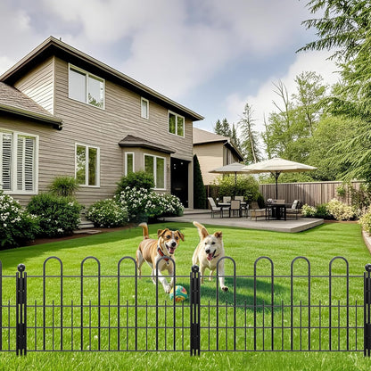 10 Panels Decorative Garden Fence with U-Shape, 11.81in (H) X 16.42ft (L) Dog Fence Outdoor for Yard Security, Garden Fencing Includes Deep Stakes