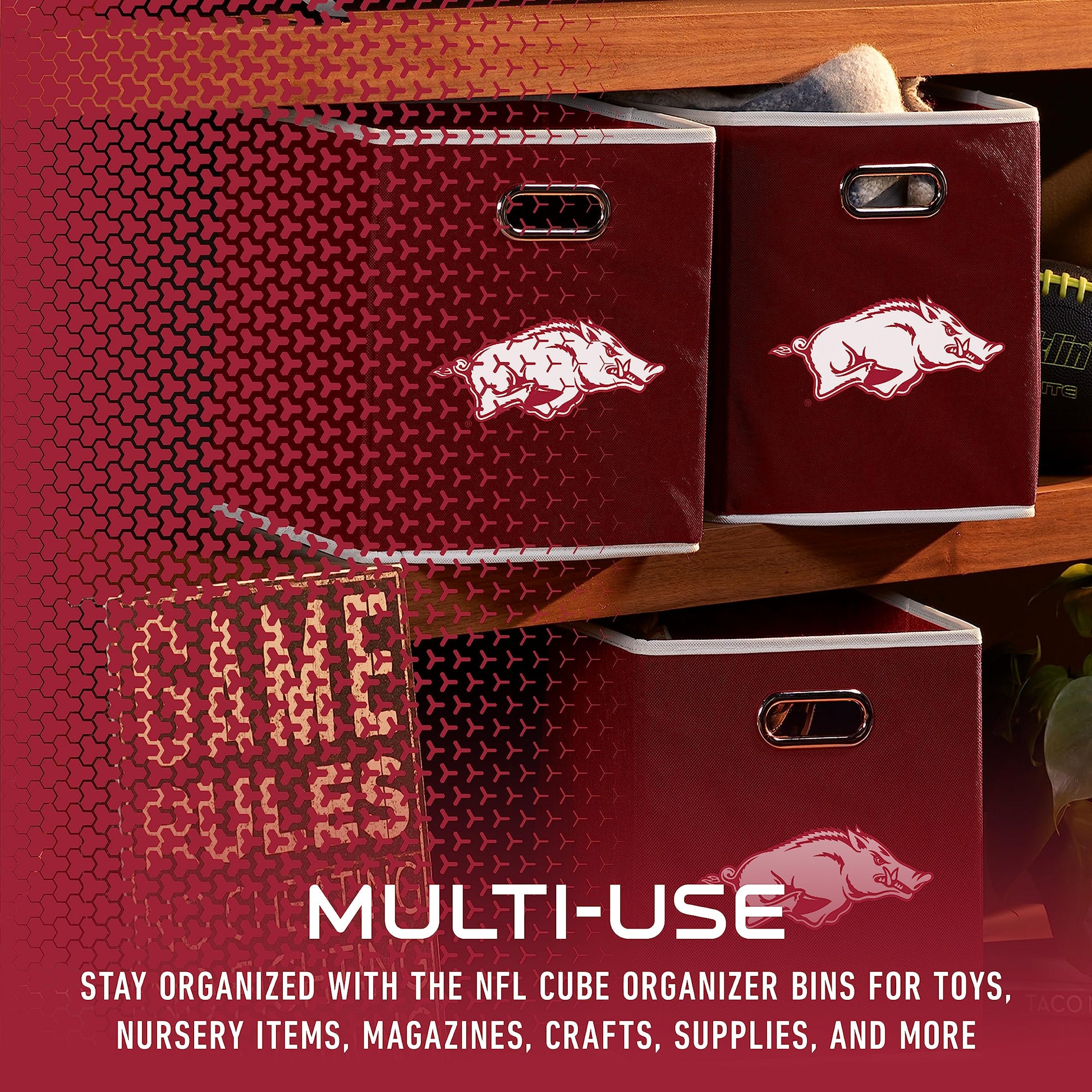 Franklin Sports NCAA Storage Bin - Cube Organizer - Arkansas