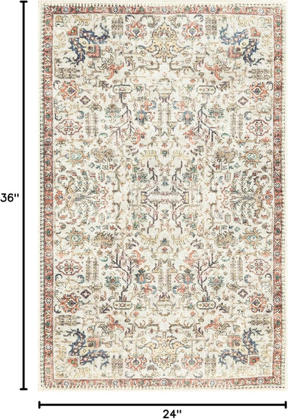 Keen Home Design 2x3 Rug - Machine Washable Entry Rug with Non-Slip Backing, Ideal for Enteryway, Kitchen, Bathroom, Laundry Room - Vintage, Easy Clean, Durable, Low Pile Rug - (2' x 3')