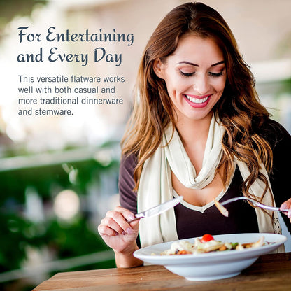 Mikasa, Harmony Flatware Service for 12, 65 Piece Set, 18/10 Stainless Steel, Silverware Set with Serving Utensils (Pack of 2)