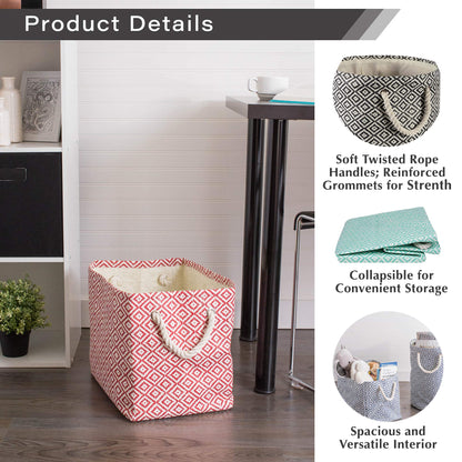 DII Woven Paper Storage Bin, Geo Diamond, Gray, Medium Rectangle