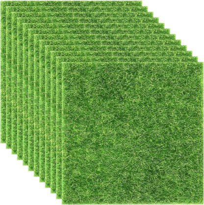 Elcoho 12 Pieces Fake Grass for Crafts Fairy Garden 6 x 6 Inches Artificial Garden Grass for Miniature Ornament Dollhouse DIY Decoration