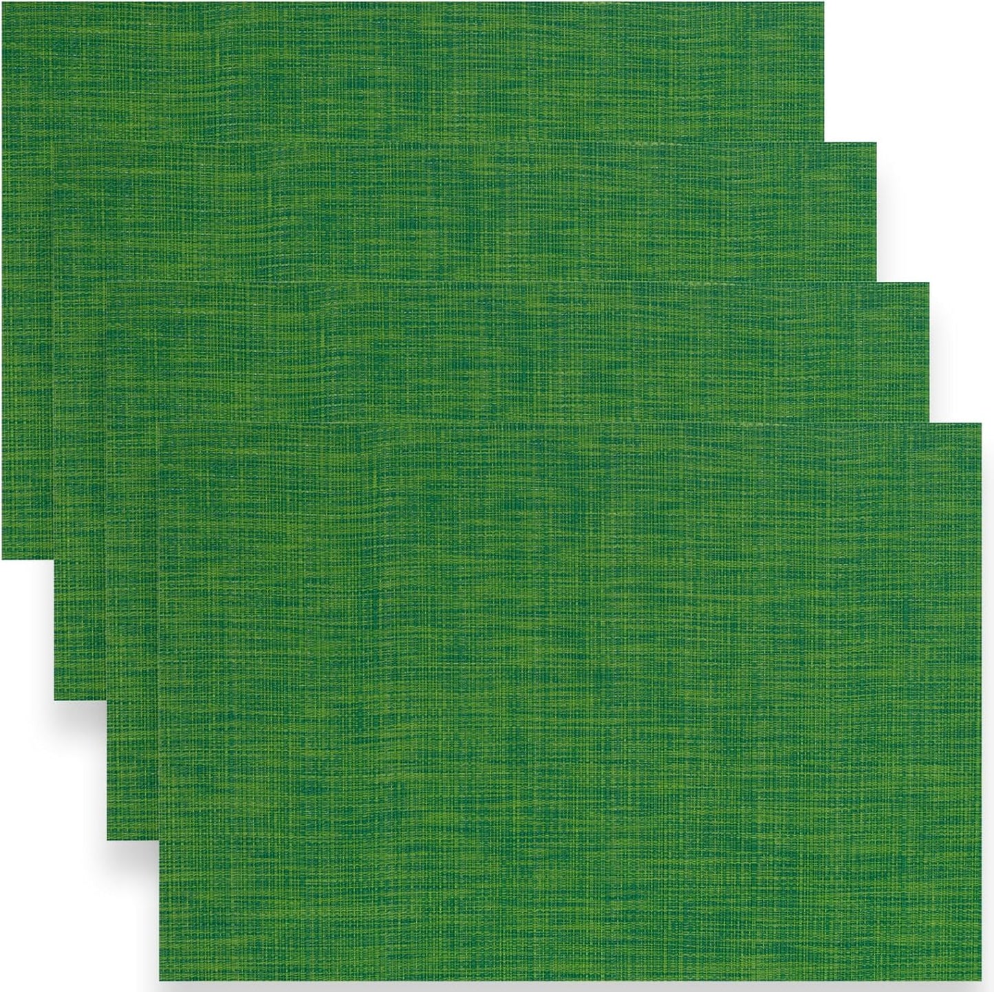 Myir JUN Placemats Set of 4, Vinyl Woven Placemats Place Mats Indoor Set of 4 Washable Table Mats Non-Slip Place mats for Dining Table (Dark Green, Set of 4)