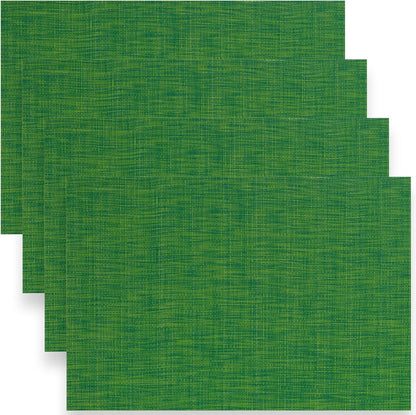Myir JUN Placemats Set of 4, Vinyl Woven Placemats Place Mats Indoor Set of 4 Washable Table Mats Non-Slip Place mats for Dining Table (Dark Green, Set of 4)
