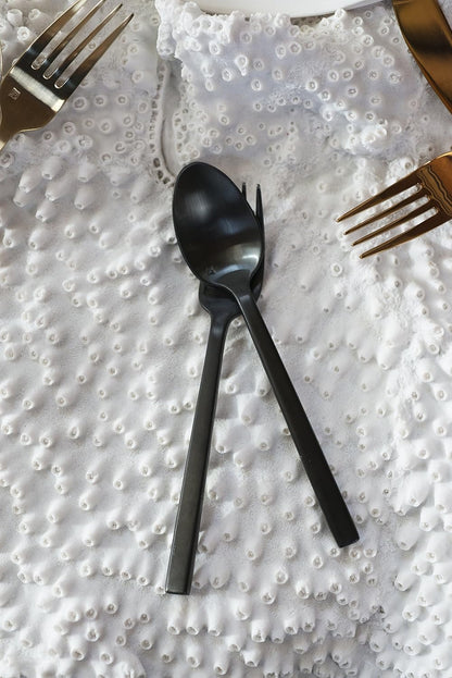 Fortessa Arezzo 18/10 Stainless Steel Flatware, 5 Piece Place Setting, Service for 1, Brushed Black - 5PPS-1656B-05