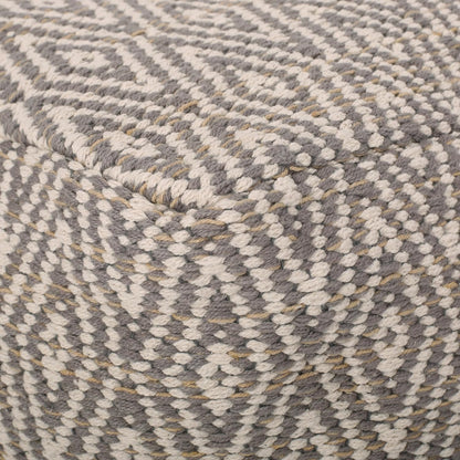 GDFStudio Boho Handmade Fabric Cube Pouf Ottoman Foot Stool - Bean Bag Floor Chair - Foot Rest Couch for Living Room Bedroom, Beige and Yellow,15"" x 15"" x 15"", 312183N