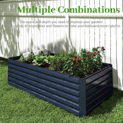 8x4x2 ft Outdoor Raised Garden Bed, Large Metal Planter Raised Beds, Planters for Outdoor Plants for Vegetables, Flowers, Herbs, Fruits, and Succulents.(4 Pcs,Blue)
