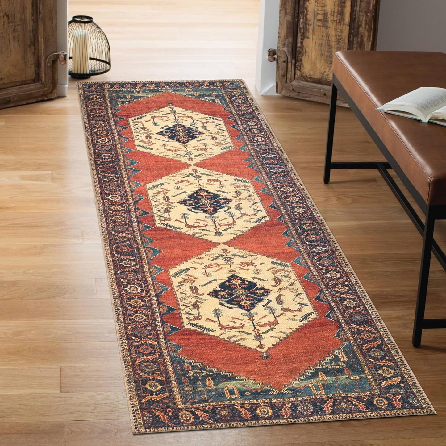 Keen Home Design 2x7 Rug - Machine Washable Runner Rug with Non-Slip Backing, Ideal for Hallway, Entryway, Kitchen, Laundry Room - Vintage, Easy Clean, Durable, Low Pile Rug - (2'6" x 7')