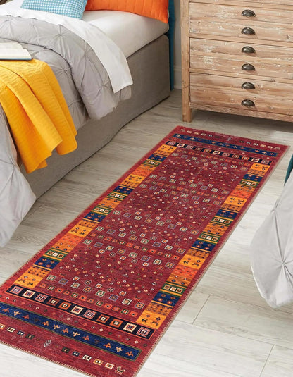 Keen Home Design 2x12 Rug - Machine Washable Runner Rug with Non-Slip Backing, Ideal for Hallway, Entryway, Kitchen, Laundry Room - Vintage, Easy Clean, Durable, Low Pile - (2'6" x 12')