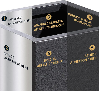 Metallic Heavy Tall Outdoor/Indoor Planter Box, Seamless Metal Planter, Rectangular, 14”Lx14”Wx30”H, 25 Pounds, Dark Gray, No Assembly, 1 Pack