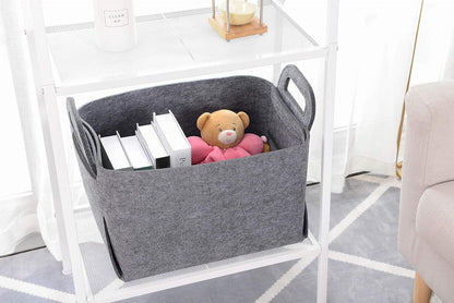 Minoisome Storage Basket Felt Storage Bin Collapsible& Convenient Box Organizer with Carry Handles for Office Bedroom Closet Babies Nursery Toys Laundry (Gray, 15.7inch（L）×11inch（W）×10inch（H）)