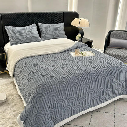 UKELER Sherpa Bed Blanket 80 × 90 inch, Ultra Soft Queen Size Throw Blanket for All Season, Cozy Plush Arch Fleece Blankets for Bedroom Living Room Dorm Hostel Sofa Camping, Blue Grey