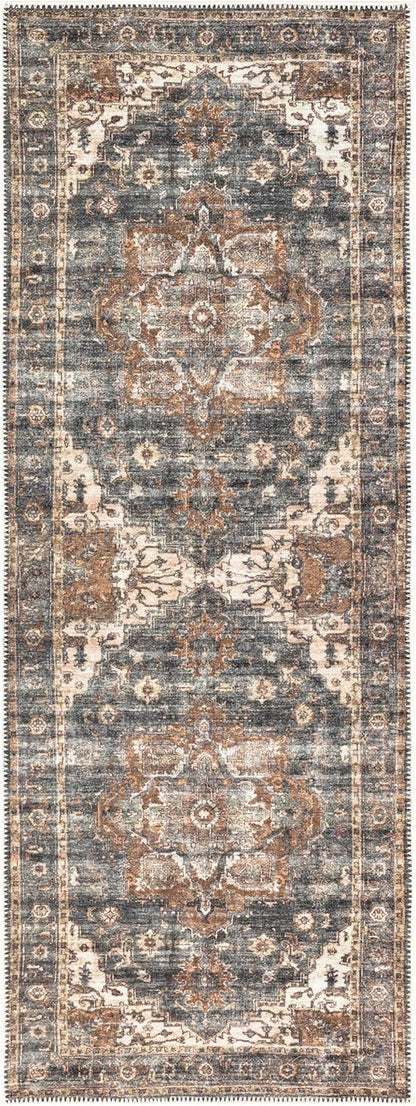 Keen Home Design 2x7 Rug - Machine Washable Runner Rug with Non-Slip Backing, Ideal for Hallway, Entryway, Kitchen, Laundry Room - Vintage, Easy Clean, Durable, Low Pile Rug - (2'6" x 7')