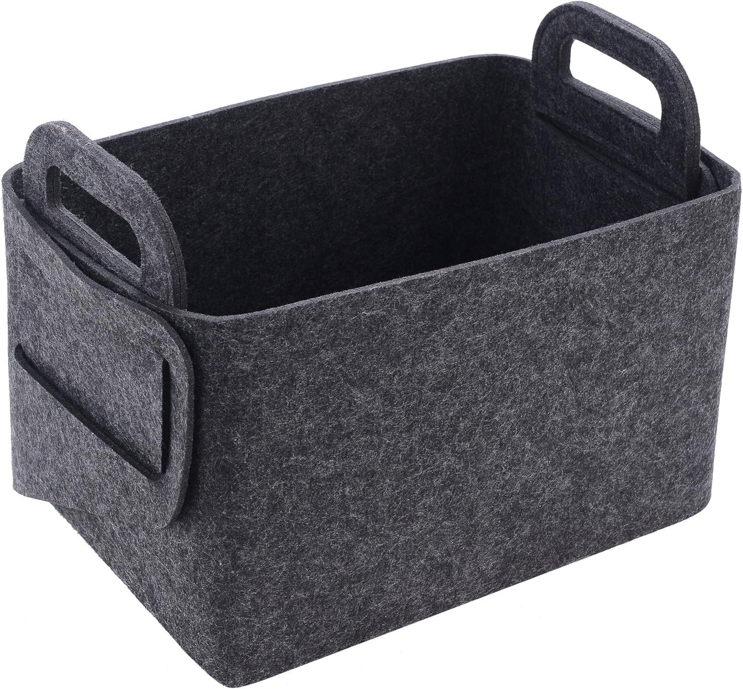Storage Basket Felt Storage Bin Collapsible& Convenient Box Organizer with Carry Handles for Office Bedroom Closet Babies Nursery Toys Laundry (Dark grey, 19.9inch（L）×13.6inch（W）×12.6inch（H）)