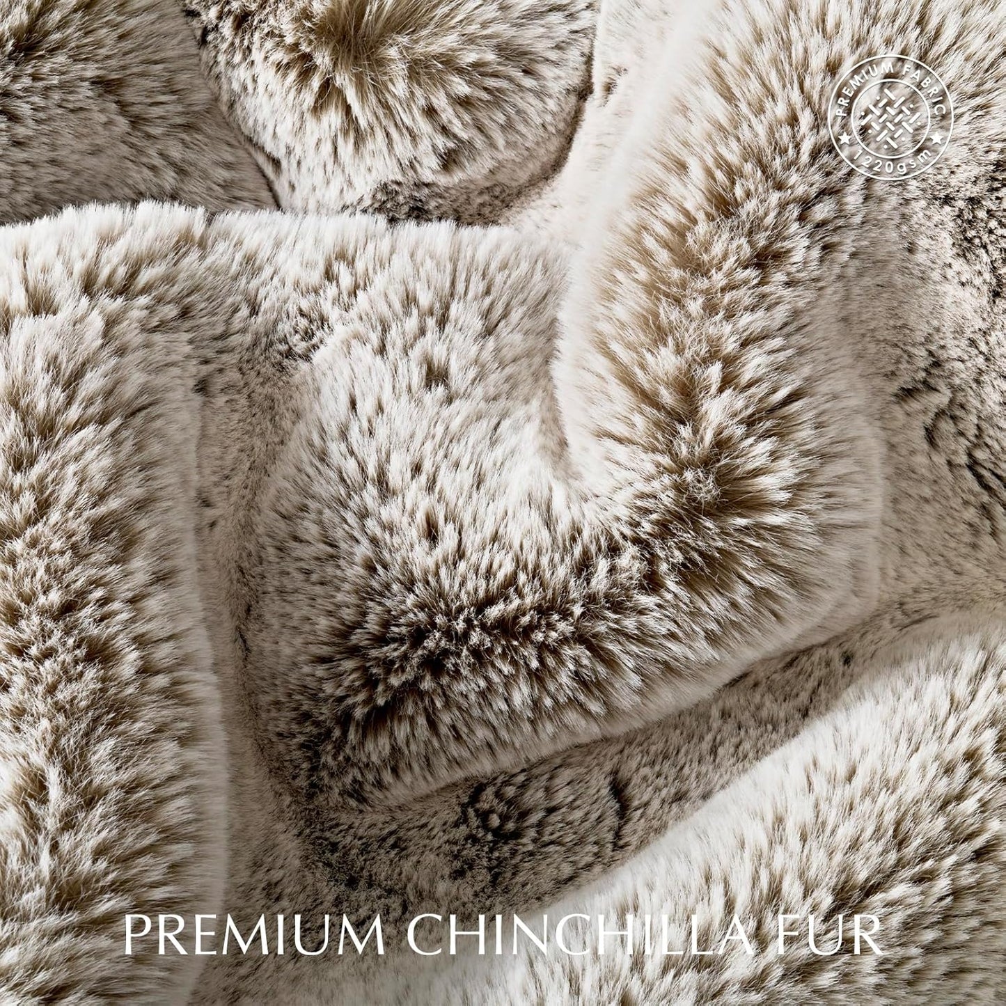 Luxury Soft Faux Chinchilla Fur Throw Blanket for Couch, Warm Thick Heavy Winter Throw Blanket 1220GSM for Bed, Fluffy Cozy Mink Blanket with Reversible Velvet, Champagne Fawn, 60"x80"