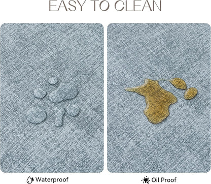 Romanstile Vinyl Placemats Set of 4-12 X 18 Inch - Heat Resistant Place Mats 100% Waterproof Oilproof Wipeable Reversible Faux Leather Table Mats for Kitchen/Dining/Party/Outdoor, Sky Blue