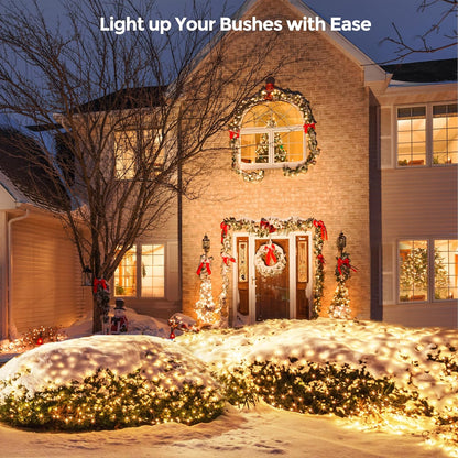 WBao Outdoor Christmas Lights 200LED F8 Big Bulbs, 8.4ft x 5.2ft Christmas Net Lights with 8 Modes, Timer, End to End Connectable, Waterproof for Lawn, Bushes Outdoor Christmas Decorations, Warm White