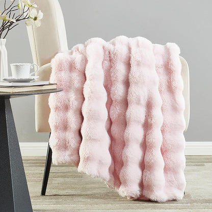 DREAMNINE Oversized Soft Thick Fuzzy Faux Rabbit Fur Throw Blanket Twin Size 60" x 71", Double Sided Comfy Plush Warm Shaggy Fluffy Blankets, Luxury Big Cozy Cute Furry Blanket for Bed Couch Pet, Pink