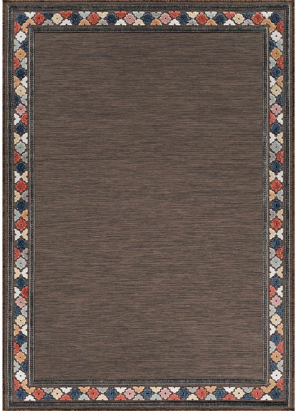 Beverly Rug Outdoor Rug 8x10 Modern Bordered Area Rugs for Indoor and Outdoor Patio Easy to Clean Non Shedding Living Room Porch Garden Washable Outside Carpet (8 x 10 Brown)