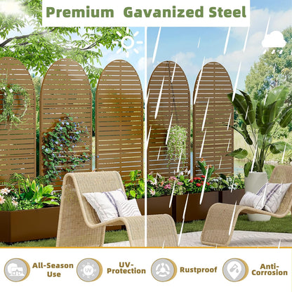 Casaphoria Metal Raised Garden Bed with Trellis and Wheels, 72"x35"x16" Arched Planter Box for Climbing Plants, Vegetables & Vines, Features Drainage Holes and Privacy Screen (Brown-Louvered)