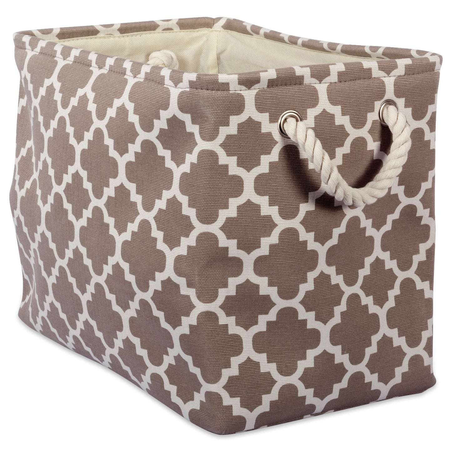 DII Polyester Container with Handles, Lattice Storage Bin, Large, Brown