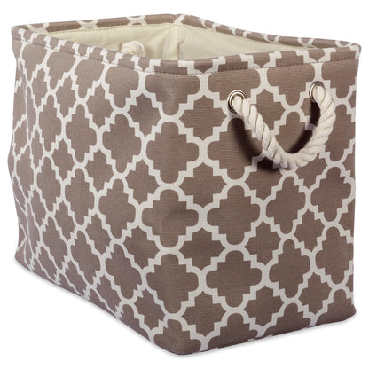 DII Polyester Container with Handles, Lattice Storage Bin, Large, Brown