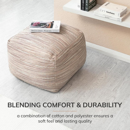 Anji Mountain 22"x22"x16" Handmade & Handcrafted Ottoman Pouf Comfortable Pouf Ottoman Foot Rest & Home Décor Accent for Living Room, Bedroom, Nursery, Kids Room, Patio