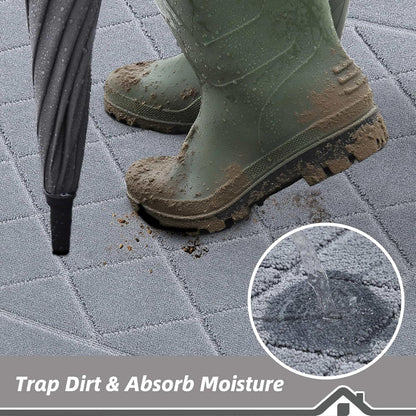 BEQHAUSE Dirt Trapper Door Mat 32" x 48", Doormat Non-Slip Entryway Rugs Washable, Dog Door Mat Stain Resistant and Absorbent Welcome Floor Mat for Front Back Door, Muddy Wet Shoes & Paws, Grey
