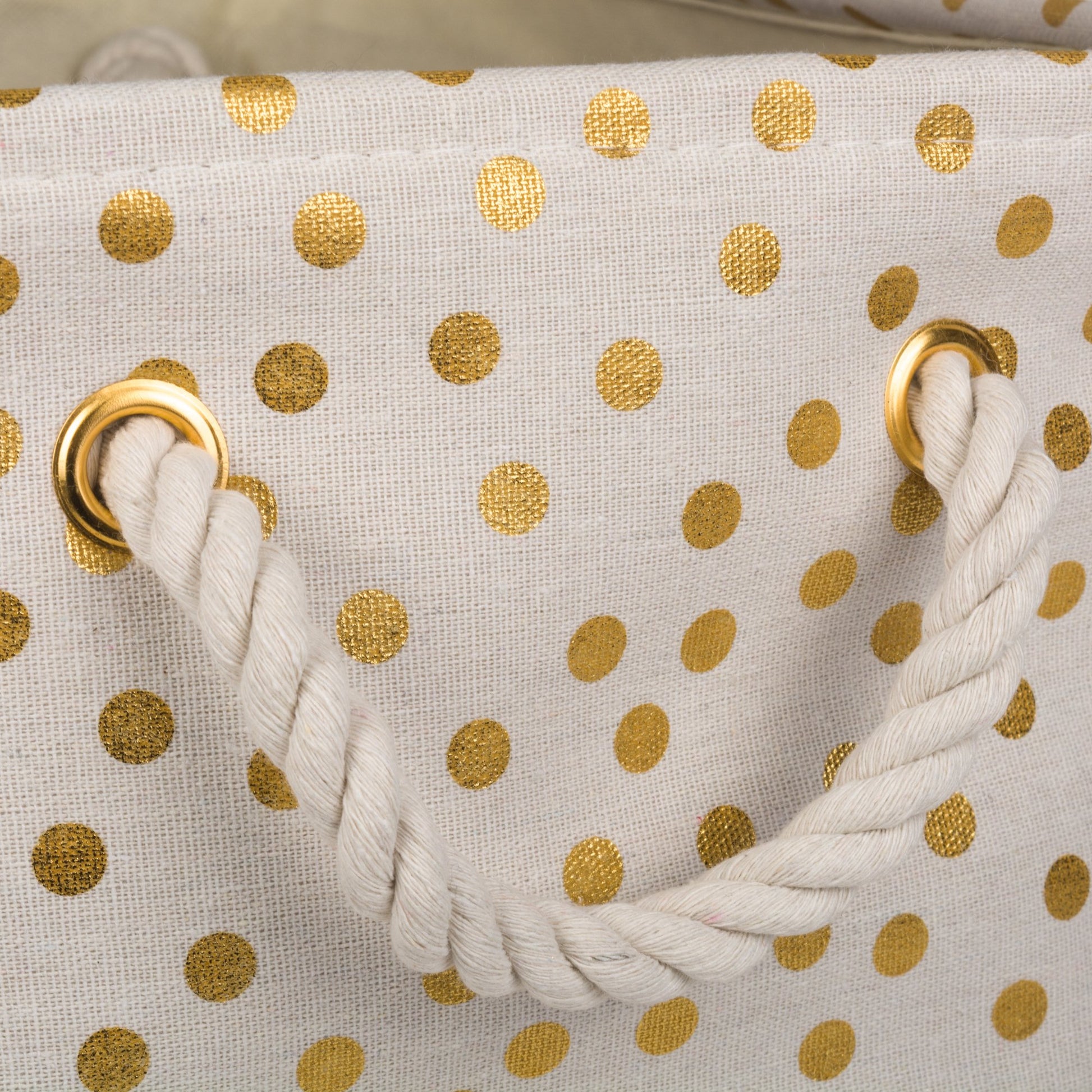 DII Polyester Storage Bin, Gold Metallic Collection Collapsible with Handles, Large, Natural