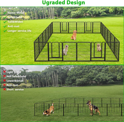 Decorative Black Metal Fencing Garden Fence with Gate, 67ft(L) 40in(H) 30 Fence Panels No Dig Fence Rustproof Animal Barrier Fence Temporary Dog Panels Fencing Outdoor