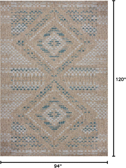Loloi Amber Lewis Topanga Collection TOP-04 Natural/Aqua 7'-10" x 10' Indoor/Outdoor Area Rug