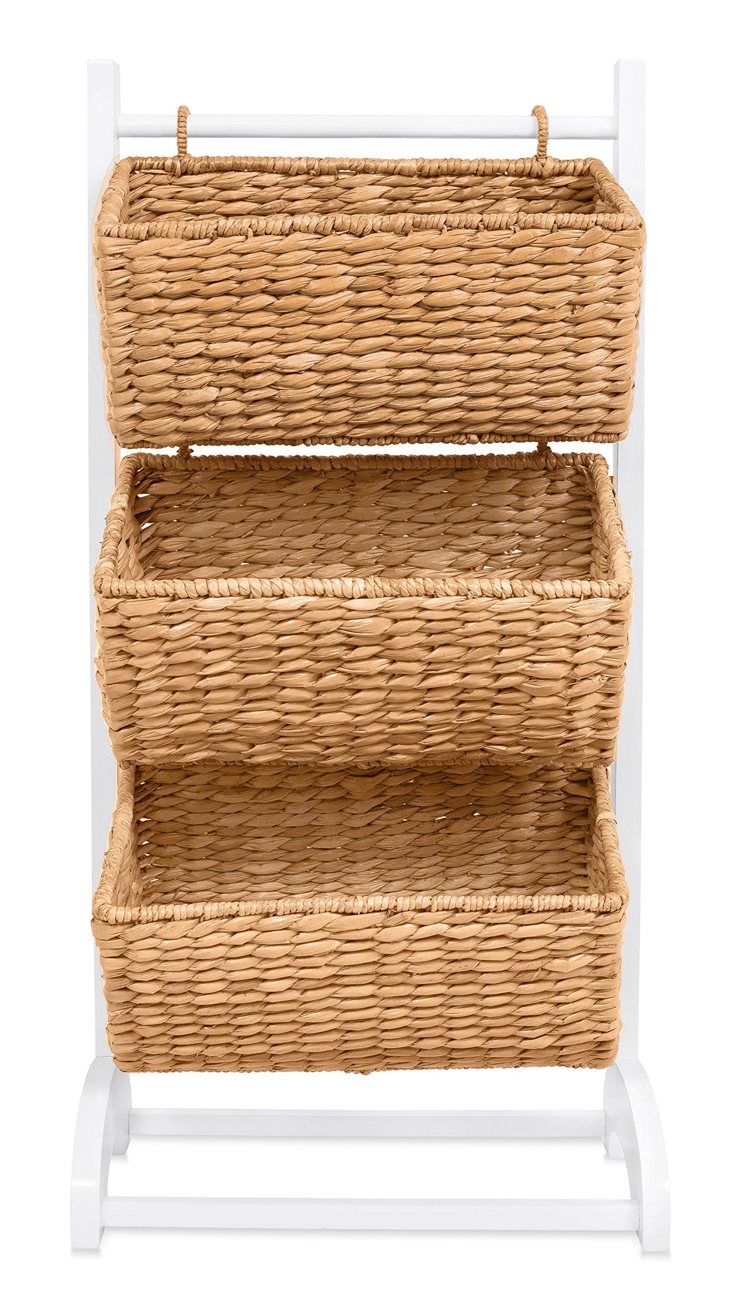 BIRDROCK HOME 3 Tier Abaca Storage Cubby (Natural) - 3 Baskets Made of Durable Seagrass Fiber