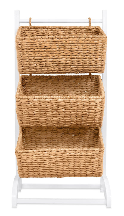 BIRDROCK HOME 3 Tier Abaca Storage Cubby (Natural) - 3 Baskets Made of Durable Seagrass Fiber