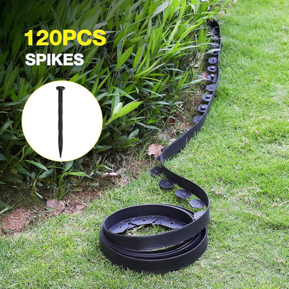 MIXC 66ft, 1.5in Tall Landscape Edging Kit with 100 Spikes, No-Dig Flexible Plastic Edge Border for Landscaping, Lawn, Garden, Flower Beds, Yard, Paver, Playground, Fence, Pathway,2pack,33ft Each