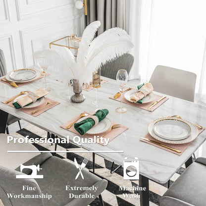 Home Brilliant Placemats Set of 8 Heat Resistant Dining Table Place Mats for Kitchen Table Party Dinner Decorations, 13 x 19 inches, Apricot Pink