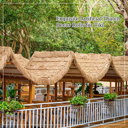 Premium Mexican Style Artificial Palm Thatch Roof Rolls. 5 Lengths, 2 Colors. Waterproof. Easy Install. Ideal for Tiki Bars, Parties, Gardens & Fences (10ft x 16in - Straw Yellow)